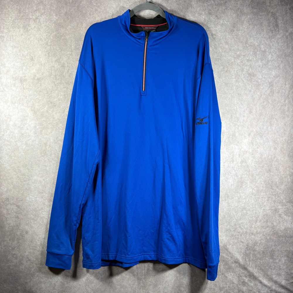 Mizuno Pullover Mens XXL Blue WarmaLite Quarter Zip Performance Athletic Top